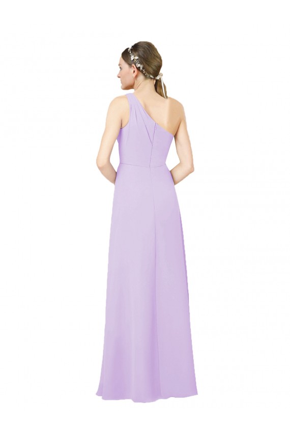 Purchase Long Sleeveless One Shoulder Sheath Soft Chiffon Lilac Evening Dress Canada