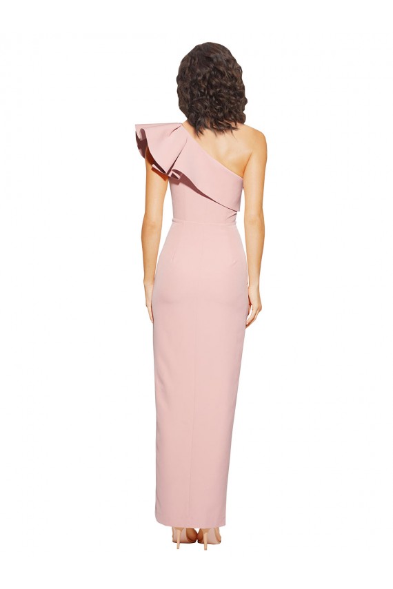 Purchase Long Sleeveless One Shoulder Sheath Stretch Crepe Mauve Evening Dress Canada