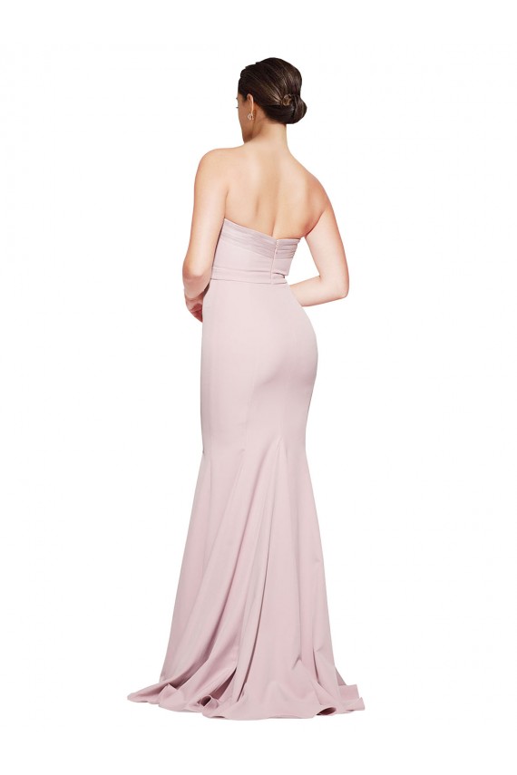 Purchase Sweep Train Sleeveless Strapless Sheath Stretch Crepe Evening Dress Canada