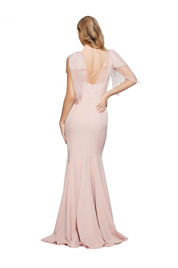 Purchase Long Sleeveless Sweetheart Sheath Stretch Crepe & Tulle Mauve Evening Dress Canada