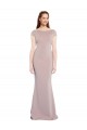 Purchase Long Cap Sleeves Boat Neck Mermaid Stretch Crepe Evening Dress Canada