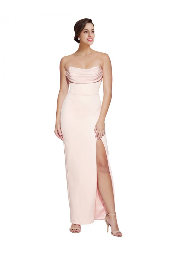 Purchase Long Sleeveless Cowl Neck Mermaid Stretch Satin Evening Dress Canada