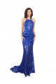 Purchase Long Sleeveless High Neck Mermaid Lace Semi Formal Evening Dress Canada