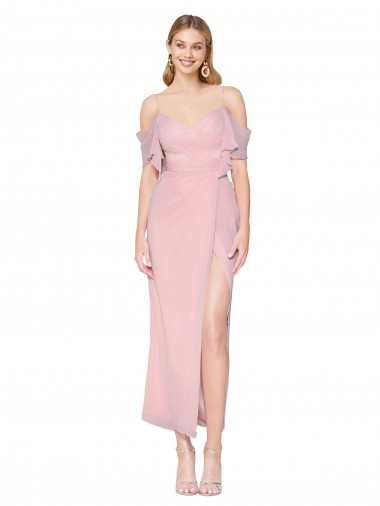 Purchase Knee Length Cold Shoulder Off the Shoulder Mermaid Soft Chiffon Evening Dress Canada