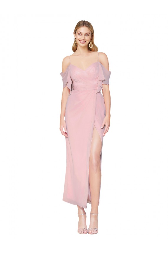 Purchase Knee Length Cold Shoulder Off the Shoulder Mermaid Soft Chiffon Evening Dress Canada