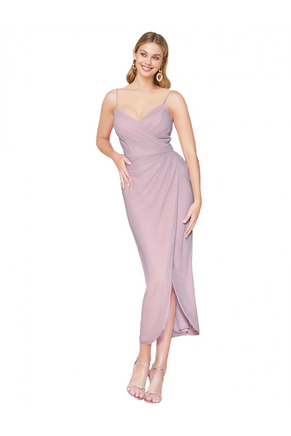 Purchase Knee Length Sleeveless Spaghetti Straps Mermaid Soft Chiffon Sexy Evening Dress Canada