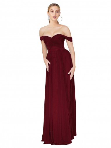 Purchase Long Sleeveless Off the Shoulder Mermaid Soft Chiffon Bridal Party Dress Canada