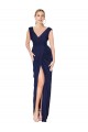 Purchase Long Sleeveless V-Neck Mermaid Soft Chiffon Dark Navy Sexy Evening Dress Canada