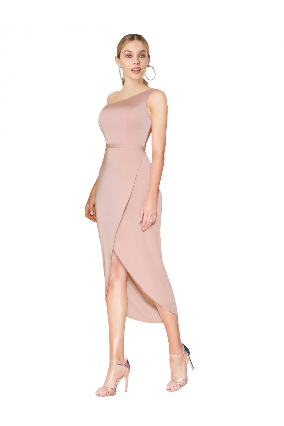 Purchase Knee Length Sleeveless One Shoulder Mermaid Stretch Crepe Evening Dress Canada