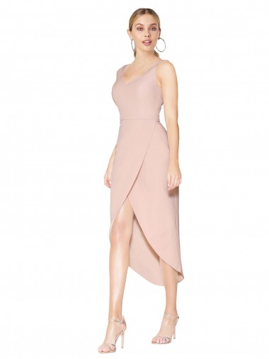 Purchase Knee Length Sleeveless Spaghetti Straps Mermaid Crepe Evening Dress Canada