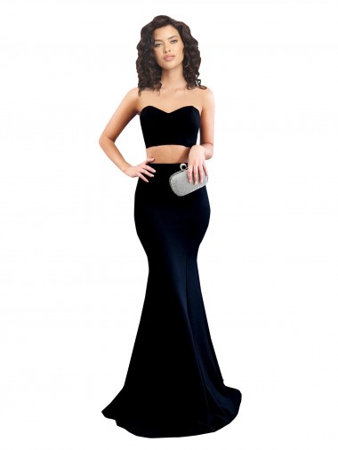 Purchase Long Sleeveless High Neck Mermaid Stretch Crepe Evening Gown Canada