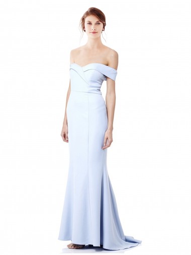 Purchase Long Sleeveless Off the Shoulder Mermaid Stretch Crepe Light Sky Blue Evening Dress Canada
