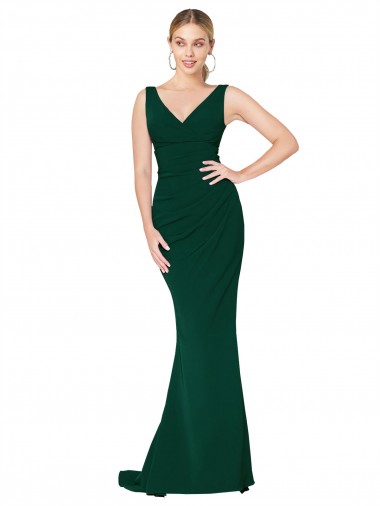 Purchase Long Sleeveless V-Neck Mermaid Crepe Evening Dress Canada