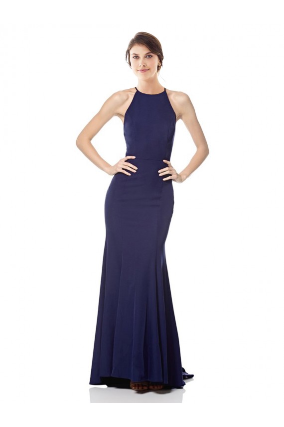 Purchase Long Sleeveless Halter Neck Mermaid Crepe Evening Dress Canada