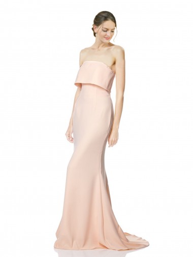 Purchase Long Sleeveless Strapless Mermaid Stretch Crepe Maxi Evening Dress Canada
