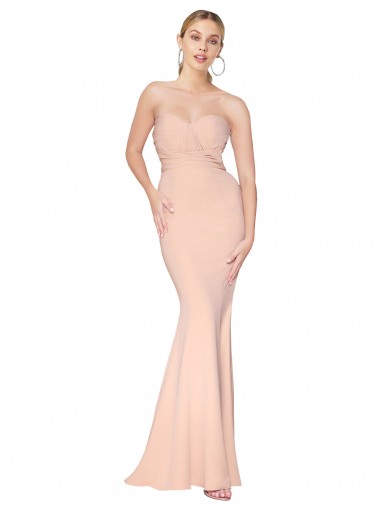 Purchase Long Sleeveless Sweetheart Mermaid Stretch Crepe Evening Dress Canada