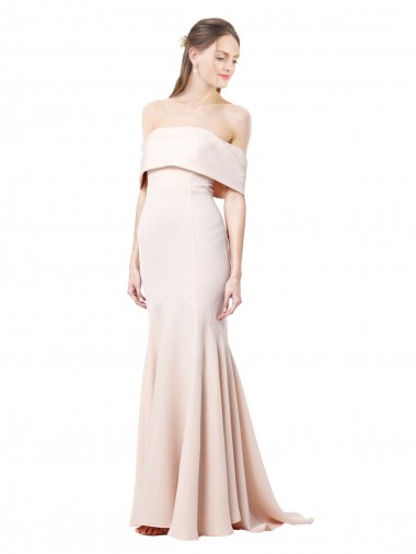 Purchase Long Sleeveless Off the Shoulder Mermaid Stretch Crepe Evening Gown Canada