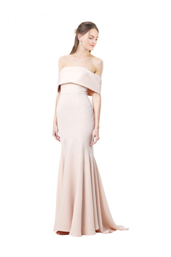 Purchase Long Sleeveless Off the Shoulder Mermaid Stretch Crepe Evening Gown Canada