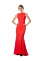 Purchase Long Sleeveless Halter Neck Mermaid Stretch Crepe Red Evening Dress Canada