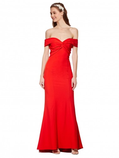 Purchase Long Sleeveless Off the Shoulder Mermaid Stretch Crepe Wedding Guest Dress Canada