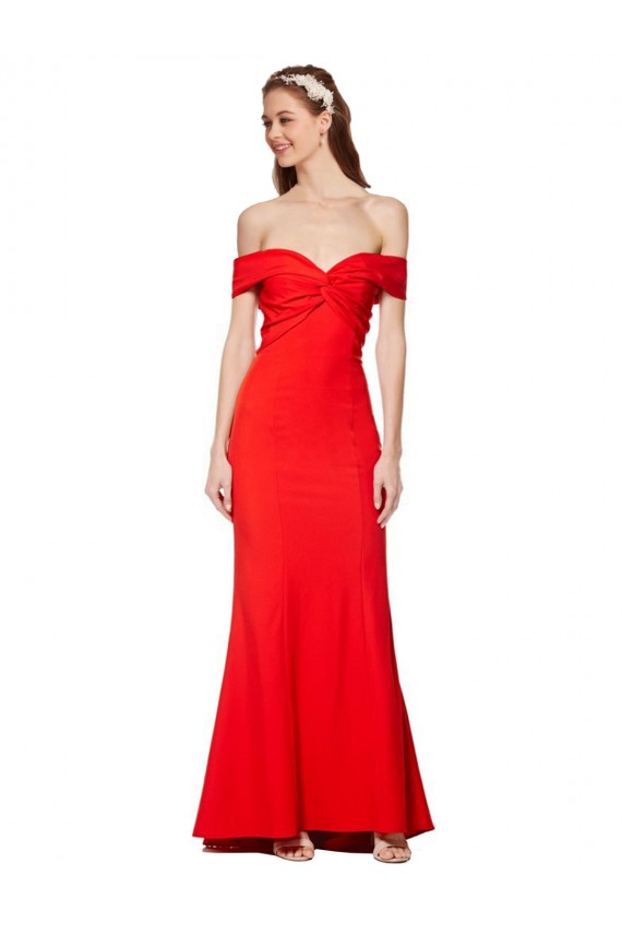 Purchase Long Sleeveless Off the Shoulder Mermaid Stretch Crepe Wedding Guest Dress Canada