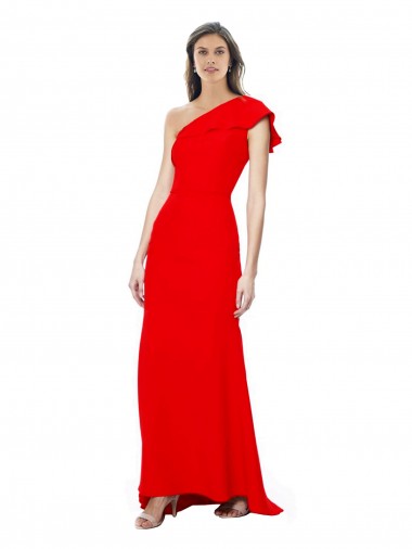 Purchase Long Sleeveless One Shoulder Mermaid Stretch Crepe Evening Gown Canada