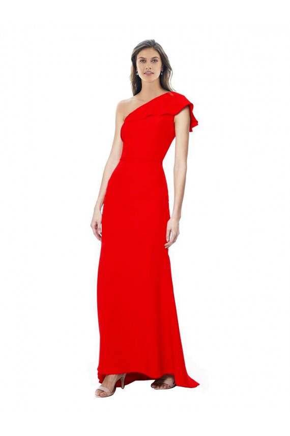 Purchase Long Sleeveless One Shoulder Mermaid Stretch Crepe Evening Gown Canada