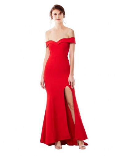 Purchase Long Sleeveless Off the Shoulder Mermaid Stretch Crepe Maxi Evening Dress Canada