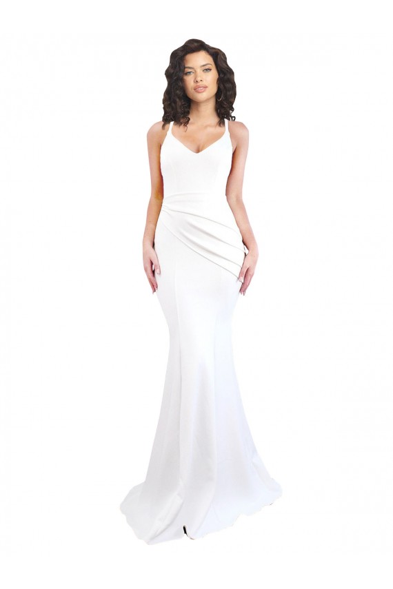 Purchase Long Sleeveless Spaghetti Straps Mermaid Stretch Crepe Sexy Evening Dress Canada