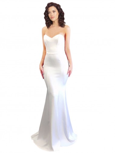 Purchase Long Sleeveless Sweetheart Mermaid Stretch Crepe White Evening Dress Canada