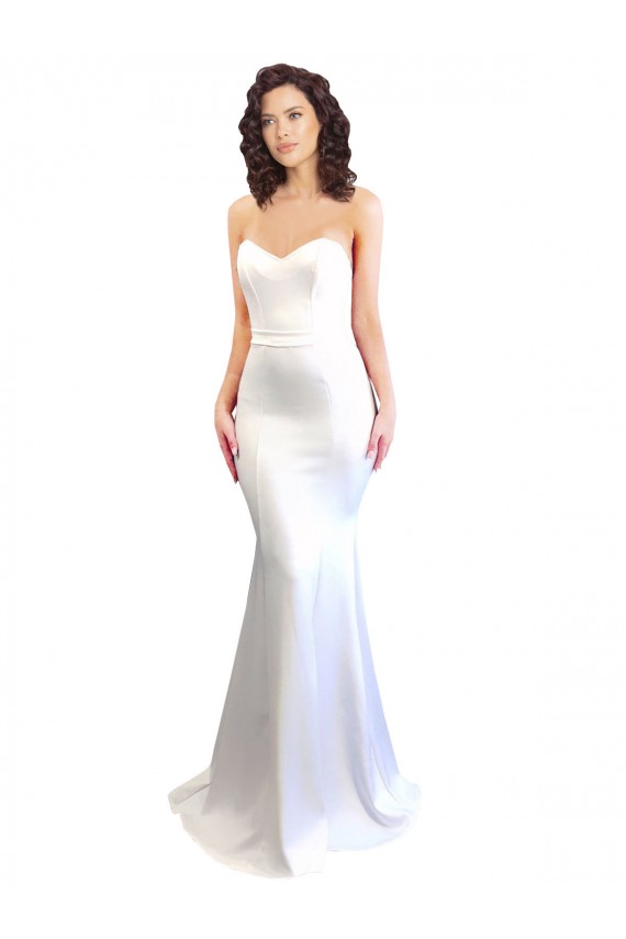 Purchase Long Sleeveless Sweetheart Mermaid Stretch Crepe White Evening Dress Canada