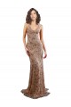 Purchase Long Sleeveless V-Neck Mermaid Stretch Crepe & Sequin Tulle Rose Gold Evening Dress Canada