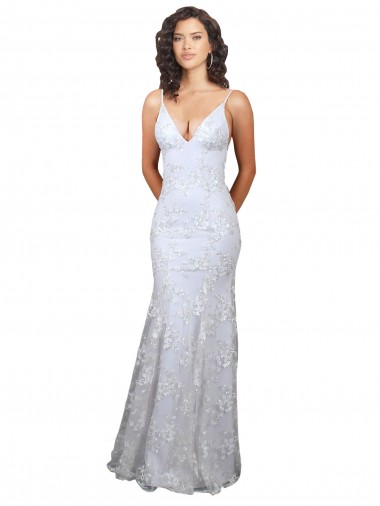 Purchase Long Sleeveless V-Neck Mermaid Stretch Crepe & Sequin Tulle White Evening Dress Canada