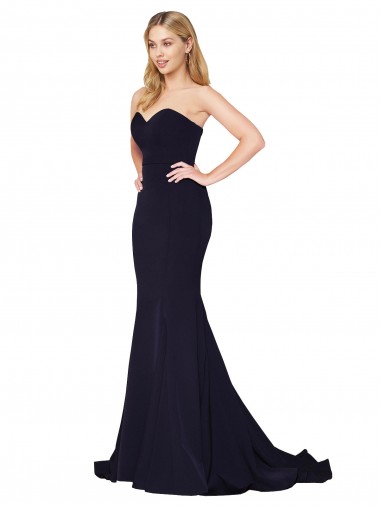 Purchase Sweep Train Sleeveless Sweetheart Mermaid Stretch Crepe Bridal Party Dress Canada