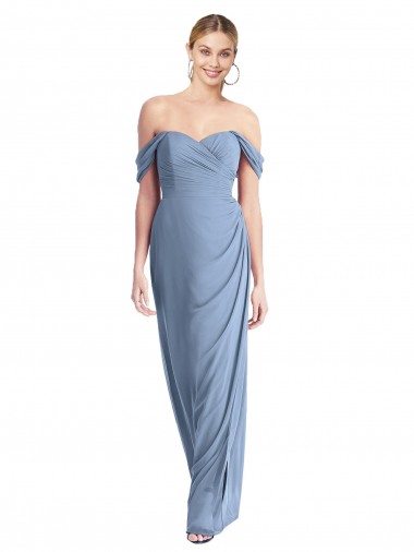 Purchase Long Sleeveless Off the Shoulder Mermaid Soft Chiffon Maxi Evening Dress Canada