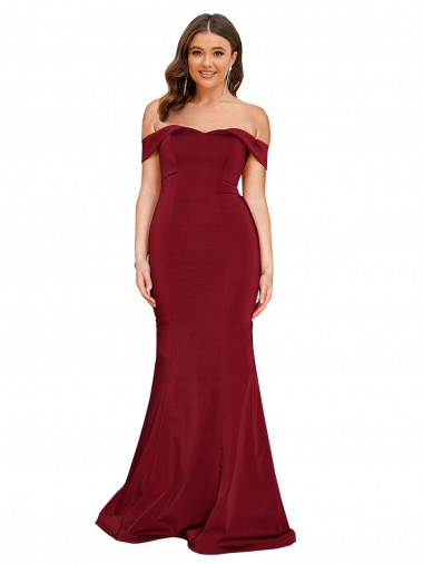 Purchase Long Sleeveless Off the Shoulder Mermaid Spandex Plus Size Evening Dress Canada