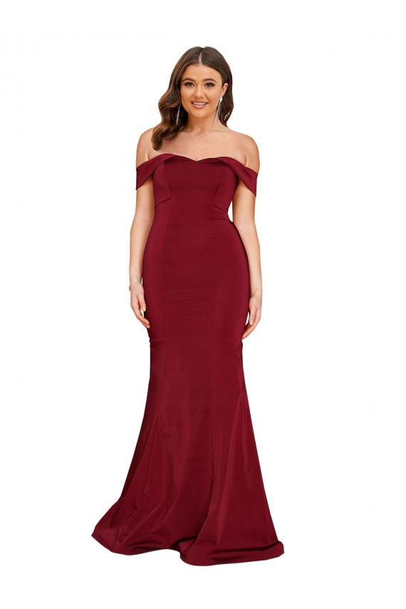 Purchase Long Sleeveless Off the Shoulder Mermaid Spandex Plus Size Evening Dress Canada