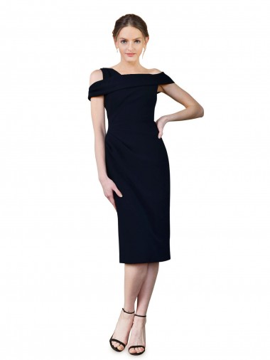 Purchase Cocktail Length Sleeveless Off the Shoulder Mermaid Stretch Crepe Evening Dress Canada