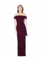Purchase Long Sleeveless Off the Shoulder Mermaid Stretch Crepe Burgundy Gold Evening Dress Canada