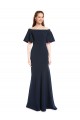 Purchase Long Short Sleeves Off the Shoulder Mermaid Stretch Crepe Evening Dress Canada