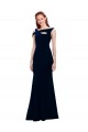 Purchase Long Sleeveless Off the Shoulder Mermaid Stretch Crepe Dark Navy Evening Dress Canada