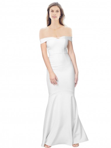 Purchase Long Sleeveless Off the Shoulder Mermaid Stretch Crepe Ivory Evening Dress Canada