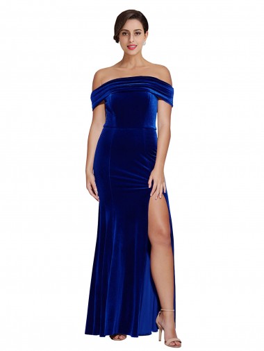 Purchase Long Sleeveless Off the Shoulder Mermaid Stretch Velvet Evening Dress Canada