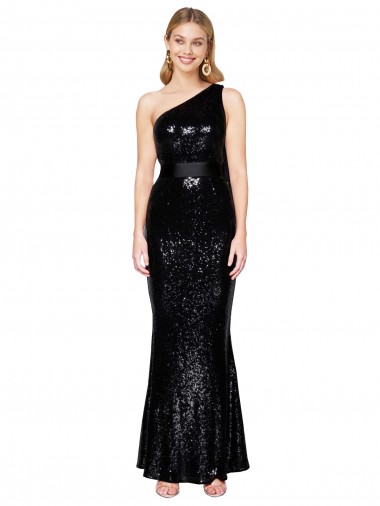 Purchase Long Sleeveless One Shoulder Mermaid Sequin Evening Dress Canada