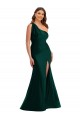 Purchase Long Sleeveless One Shoulder Mermaid Silky Satin Ever Green Plus Size Evening Dress Canada