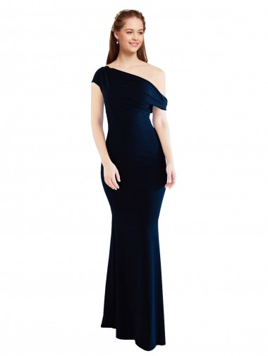 Purchase Long Sleeveless One Shoulder Mermaid Stretch Crepe Evening Dress Canada