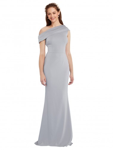 Purchase Long Sleeveless One Shoulder Mermaid Grey Stretch Crepe Evening Dress Canada