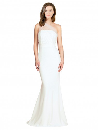 Purchase Sweep Train Sleeveless One Shoulder Mermaid Stretch Crepe & Tulle Evening Dress Canada
