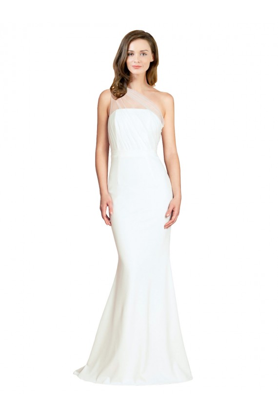 Purchase Sweep Train Sleeveless One Shoulder Mermaid Stretch Crepe & Tulle Evening Dress Canada
