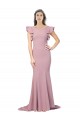Purchase Sweep Train Flutter Sleeves Round Neck Mermaid Stretch Crepe Evening Dress Canada